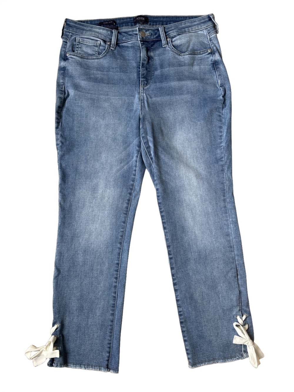 NYDJ Sheri Slim Fit Lace Up Ankle Jeans Size 14 Modern Coastal